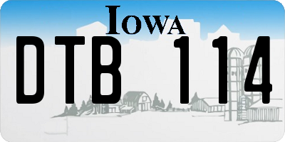 IA license plate DTB114