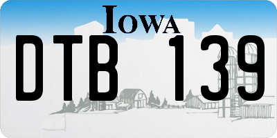 IA license plate DTB139