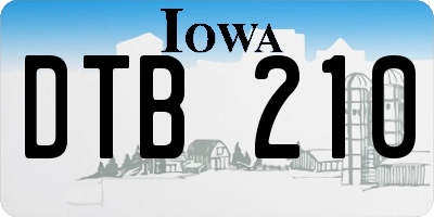 IA license plate DTB210