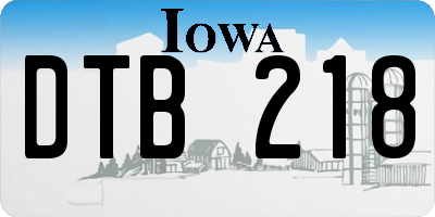 IA license plate DTB218
