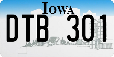 IA license plate DTB301