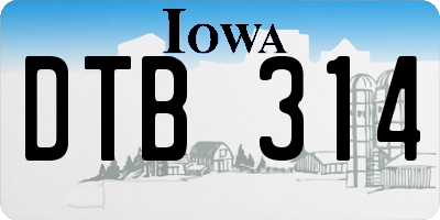 IA license plate DTB314
