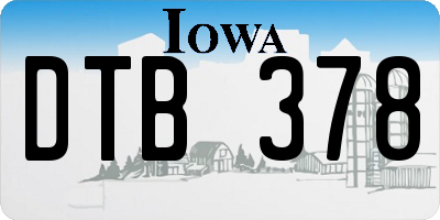 IA license plate DTB378