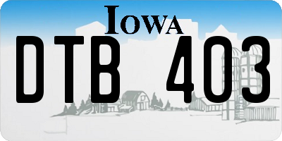 IA license plate DTB403