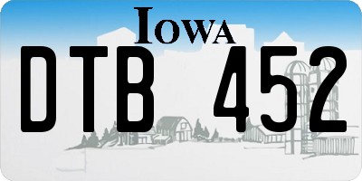 IA license plate DTB452