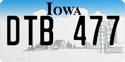 IA license plate DTB477
