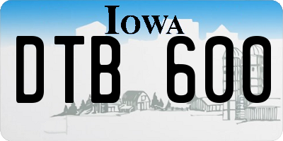 IA license plate DTB600