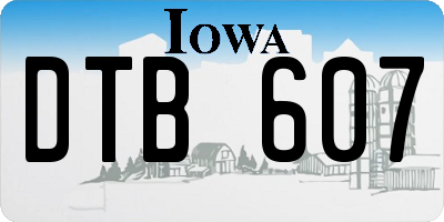 IA license plate DTB607