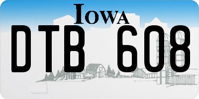 IA license plate DTB608