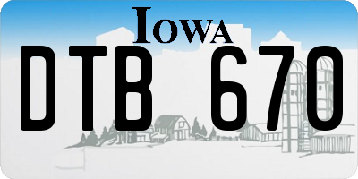 IA license plate DTB670