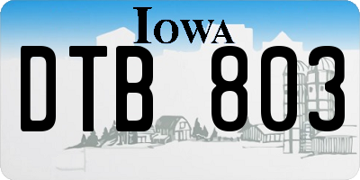 IA license plate DTB803
