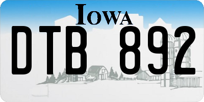 IA license plate DTB892