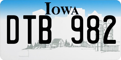 IA license plate DTB982