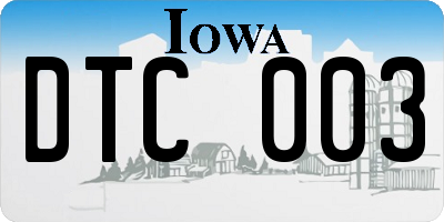 IA license plate DTC003