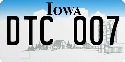 IA license plate DTC007