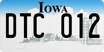 IA license plate DTC012