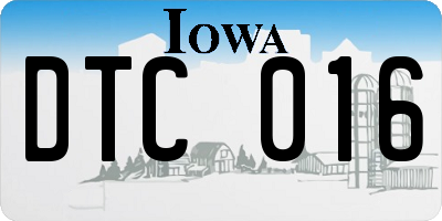 IA license plate DTC016