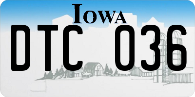 IA license plate DTC036