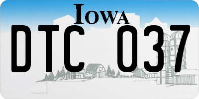 IA license plate DTC037