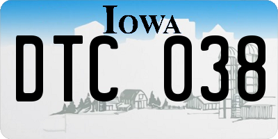 IA license plate DTC038