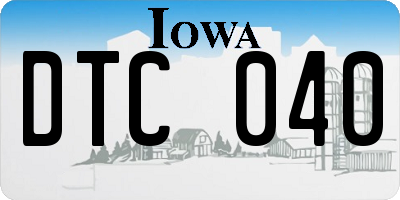 IA license plate DTC040