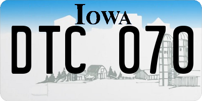 IA license plate DTC070