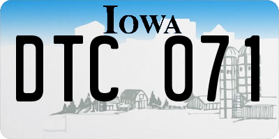 IA license plate DTC071