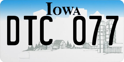 IA license plate DTC077