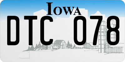 IA license plate DTC078