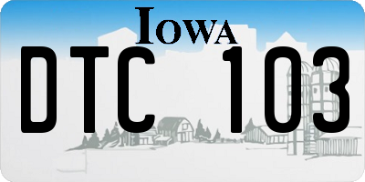 IA license plate DTC103