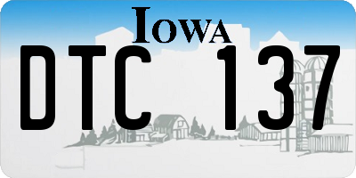 IA license plate DTC137