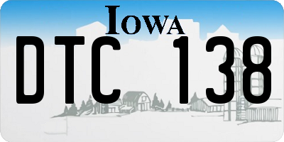 IA license plate DTC138