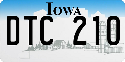 IA license plate DTC210