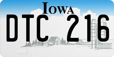 IA license plate DTC216