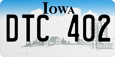 IA license plate DTC402