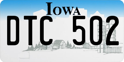 IA license plate DTC502