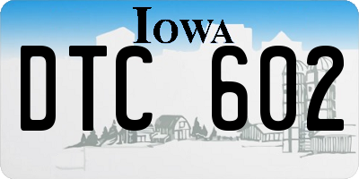 IA license plate DTC602