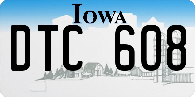 IA license plate DTC608