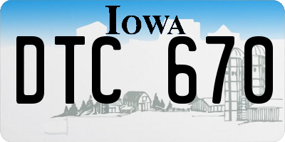 IA license plate DTC670