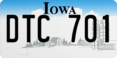 IA license plate DTC701