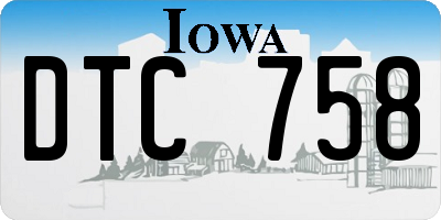 IA license plate DTC758