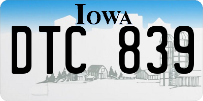 IA license plate DTC839