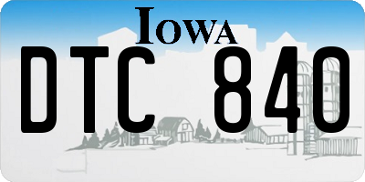IA license plate DTC840