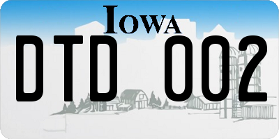 IA license plate DTD002