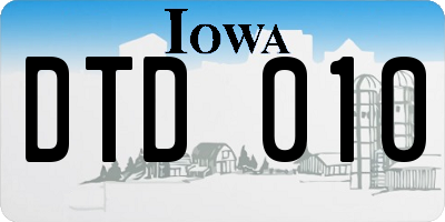 IA license plate DTD010