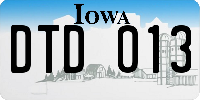 IA license plate DTD013
