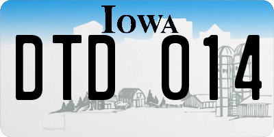 IA license plate DTD014