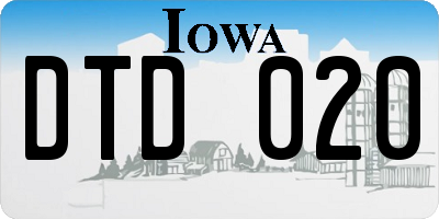 IA license plate DTD020