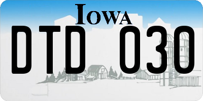 IA license plate DTD030