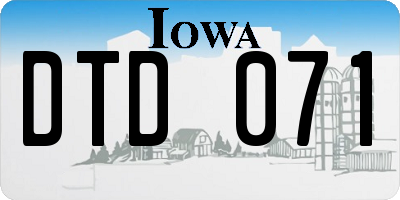 IA license plate DTD071